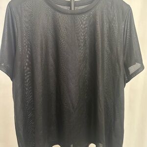Anthropologie Black Iridescent Short Sleeve Tee - Relaxed Fit